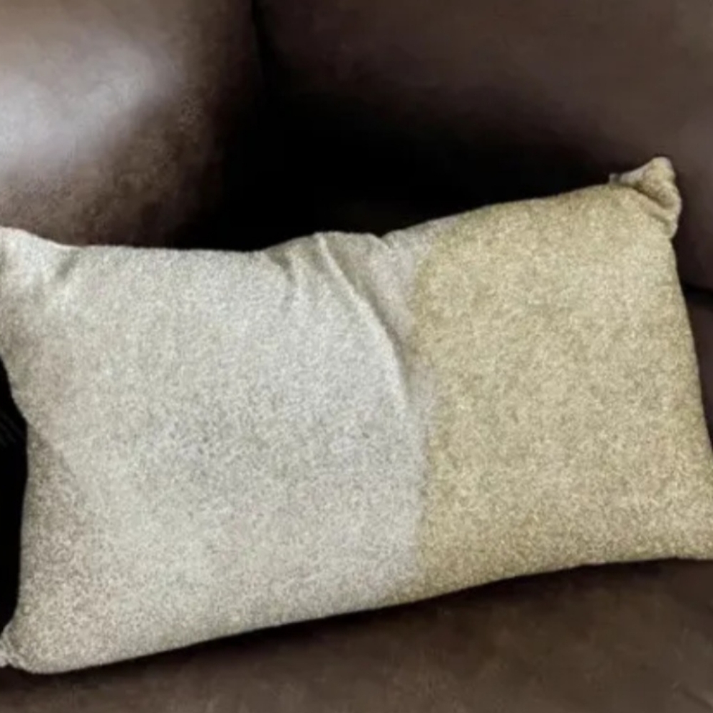 Callisto Home Decorative Beaded Lumbar Pillow Silver Gold 16 x 26” New!